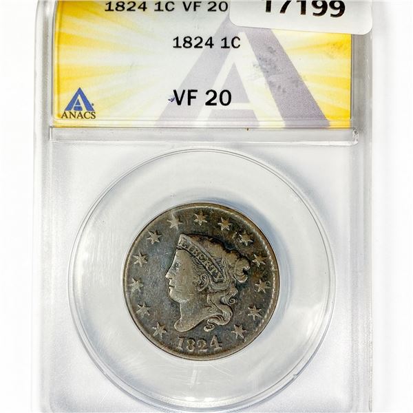 1824 Large Cent ANACS VF20