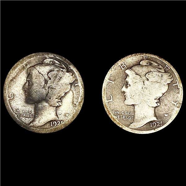 (2) 1921-D Mercury Dimes NICELY CIRCULATED