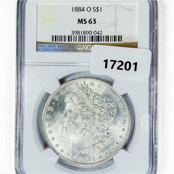 1884-O Morgan Silver Dollar NGC MS63