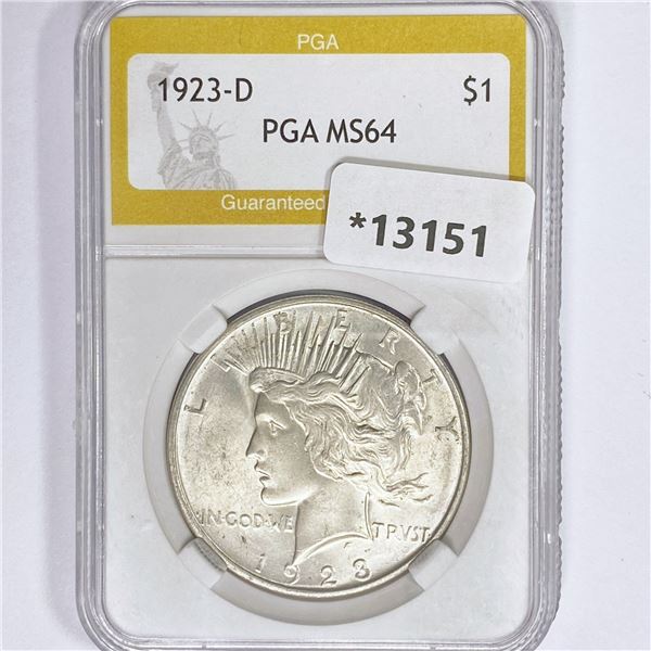 1923-D Silver Peace Dollar PGA MS64
