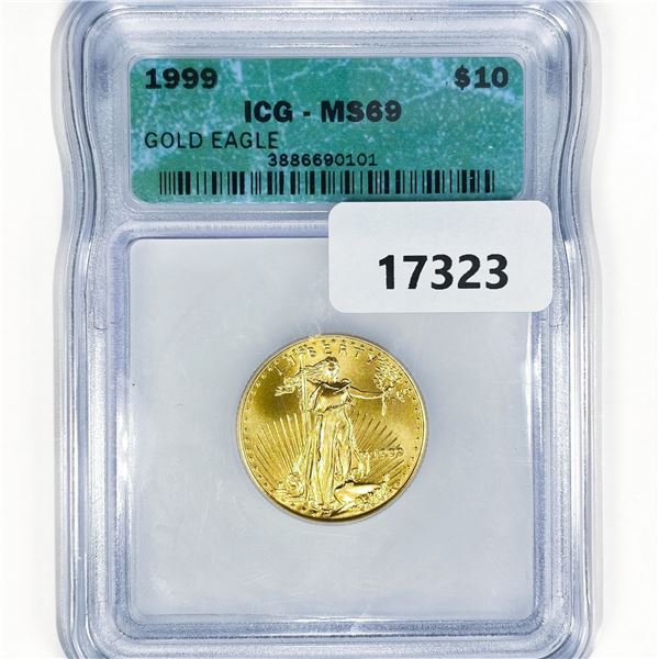 1999 $10 1/4oz American Gold Eagle ICG MS69