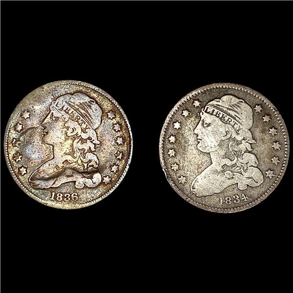 (2) Capped Bust Quarters (1834, 1836) NICELY CIRC