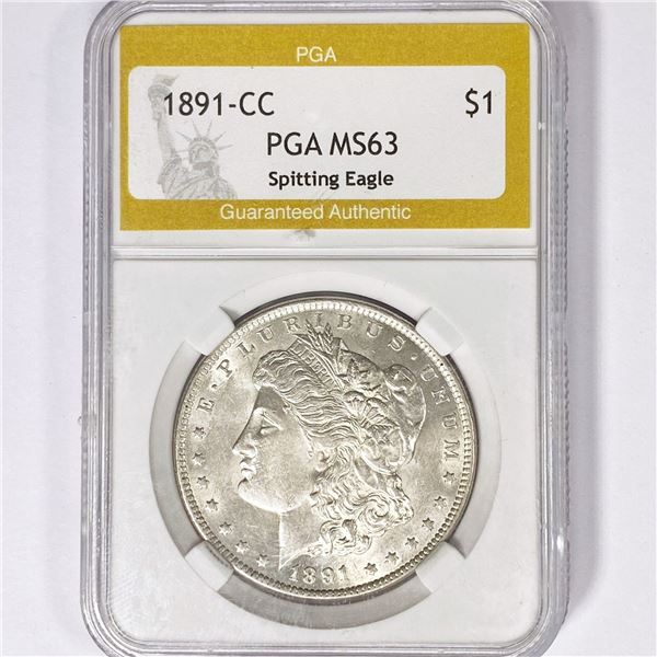 1891-CC Morgan Dollar PGA MS63 Spitting Eagle
