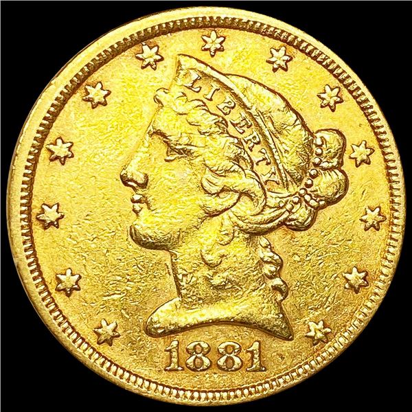1881 $5 Gold Half Eagle UNCIRCULATED