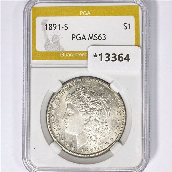 1891-S Morgan Silver Dollar PGA MS63