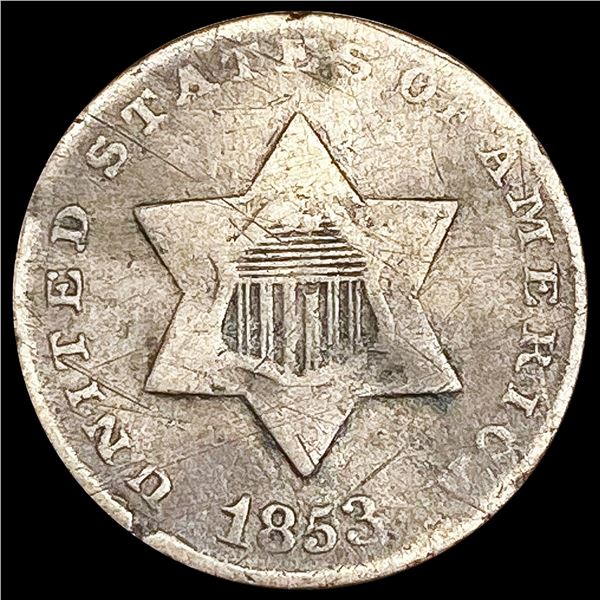 1853 Silver Three Cent NICELY CIRCULATED