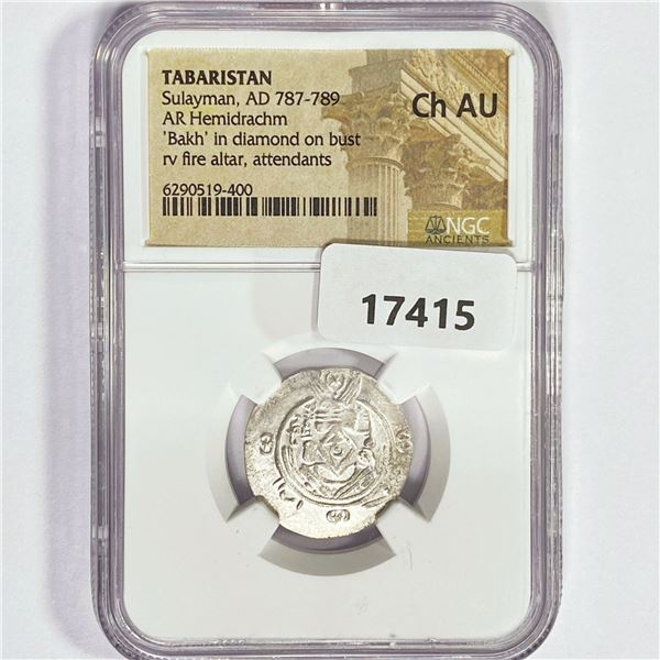 AD 787-789 Tabaristan AR Hemidrachm NGC Ch AU
