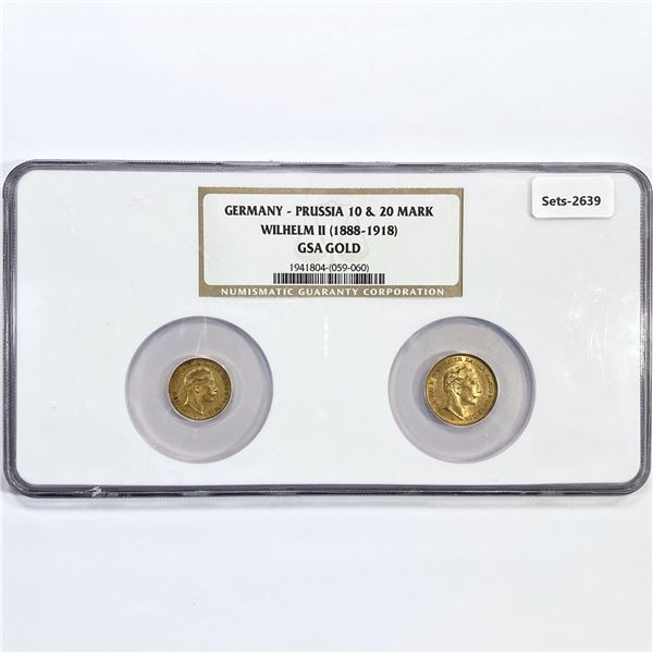1888-1918 Germany Gold 10 (.12oz) BU & 20 (.23oz)