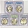 Image 1 : 1923 Set (5) Silver Peace Dollar PCGS MS64