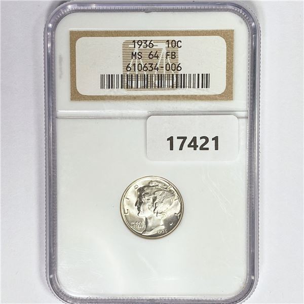 1936 Mercury Silver Dime NGC MS64