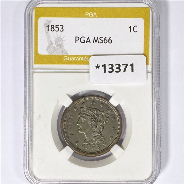 1853 Large Cent PGA MS66