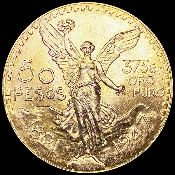 1947 Mexico 37.5g Gold 50 Pesos CHOICE BU