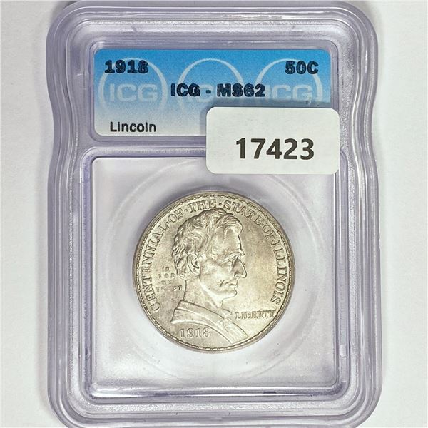 1918 Illinois Half Dollar ICG MS62