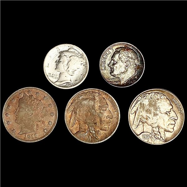 (5) Misc Coins (1916-S, 1927, 1940, 1912, 1918) U