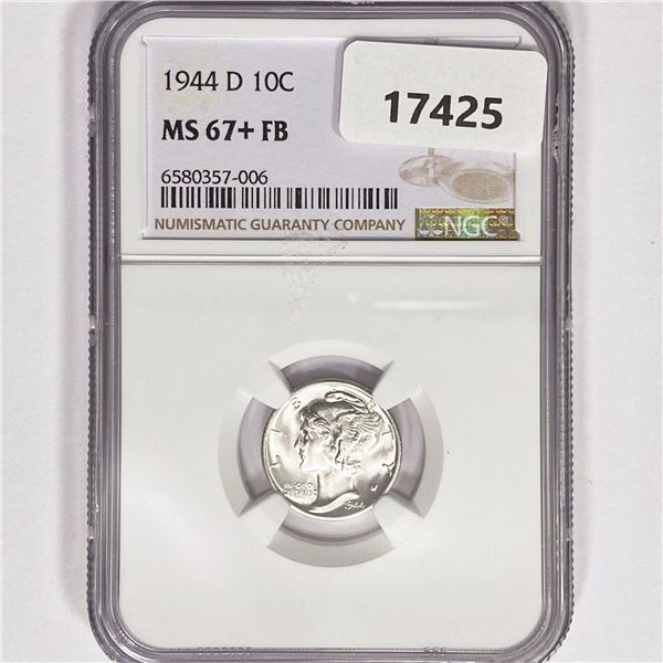 1944-D Mercury Silver Dime NGC MS67+ FB