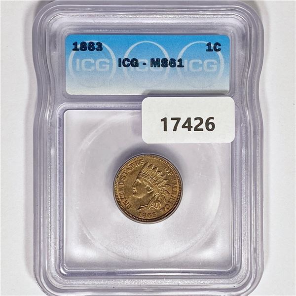 1863 Indian Head Cent ICG MS61