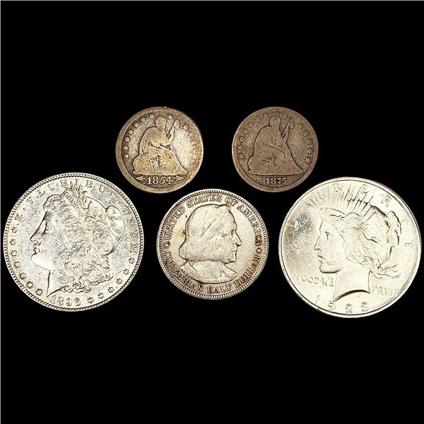 (5) Misc Coins (1854, 1875, 1893, 1896, 1923) LIG