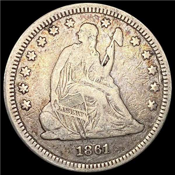 1861 Seated Liberty Quarter LIGHTLY CIRCULATED
