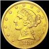 Image 1 : 1880 $5 Gold Half Eagle CLOSELY UNCIRCULATED