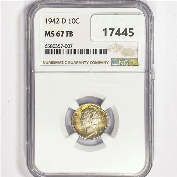 1942-D Mercury Silver Dime NGC MS67 FB