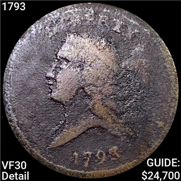 1793 Liberty Cap Half Cent LIGHTLY CIRC DETAIL