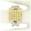 Image 2 : 18k Two Tone Solid Gold 1.10 ctw Round Pave Diamond Square Cocktail Ring