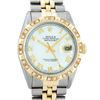 Image 1 : Rolex Mens 2 Tone MOP Roman Pyramid Diamond Bezel Datejust Wristwatch