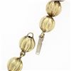 Image 7 : Vintage 14k Yellow Gold 16" Graduated Grooved 8.45-13.00mm Ball Bead Necklace
