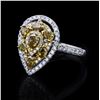 Image 2 : 1.09 ctw Fancy Yellow Diamond 14K White Gold Ring (1.59 ctw)