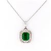 Image 1 : 6.88 ctw Emerald and 0.53 ctw Diamond 18K White and Yellow Gold Pendant with Cha