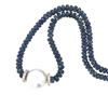 Image 2 : Pearl, Sapphire, & Diamond Necklace - 14KT White Gold