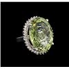 Image 1 : 14KT White Gold 37.65 ctw Quartz and Diamond Ring