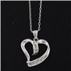 Image 7 : 10k White Gold 0.25 ctw Dual Channel Princess Cut Diamond Open Heart Pendant Nec