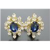 Image 1 : 18k Gold EGL Certified Royal Blue Sapphire and VVS E Diamond Omega Earrings