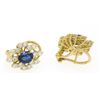 Image 7 : 18k Gold EGL Certified Royal Blue Sapphire and VVS E Diamond Omega Earrings