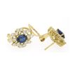 Image 8 : 18k Gold EGL Certified Royal Blue Sapphire and VVS E Diamond Omega Earrings