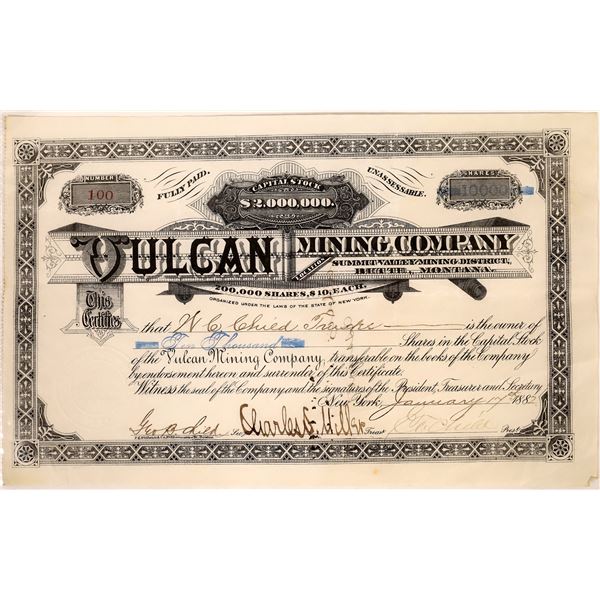 Vulcan Mining Company Stock Certificate [129574]