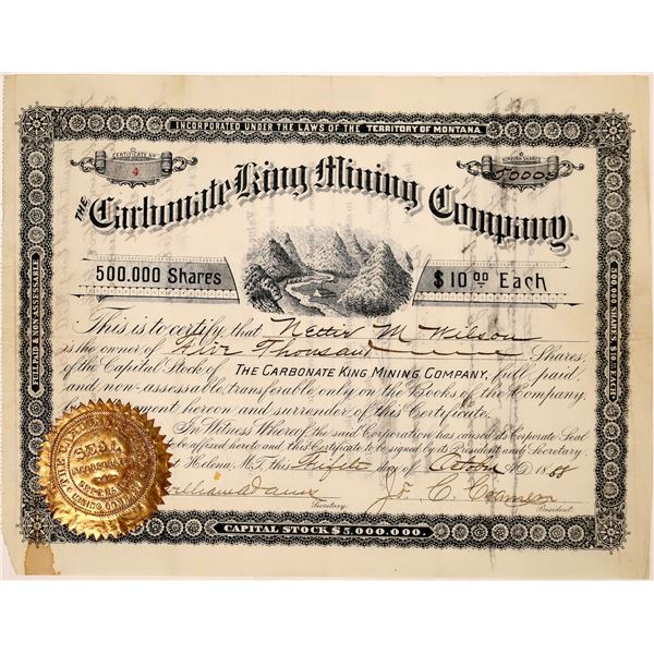 Carbonate King Mine Stock Certificate [129691]