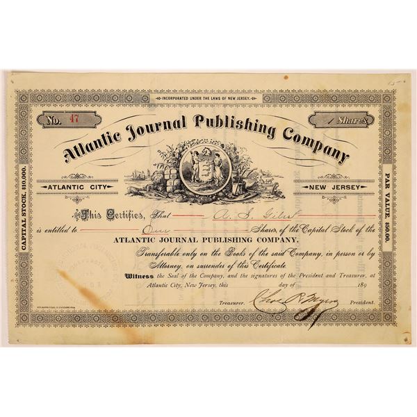 Atlantic Journal Publishing Company Stock Certificate [126278]