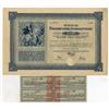 Image 1 : Czechoslovakia,  Narodni Banky Ceskoslovenská, 1926 I/U Gold Dollar Stock Certificate Rarity