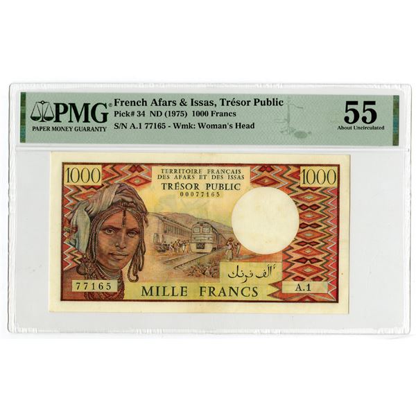 French Afars & Issas, Tresor Public, ND (1975), 1000 Francs Issued Banknote.