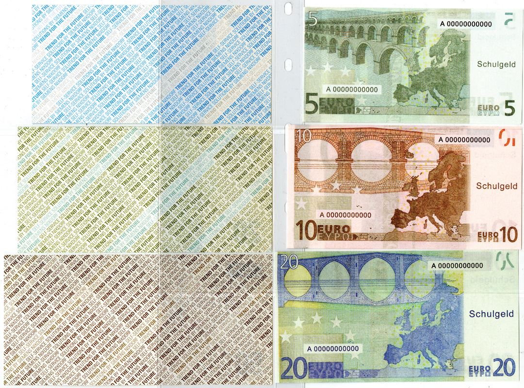 Germany. Printers Test Notes, ca. 1980-2000 For different EURO Designs ...