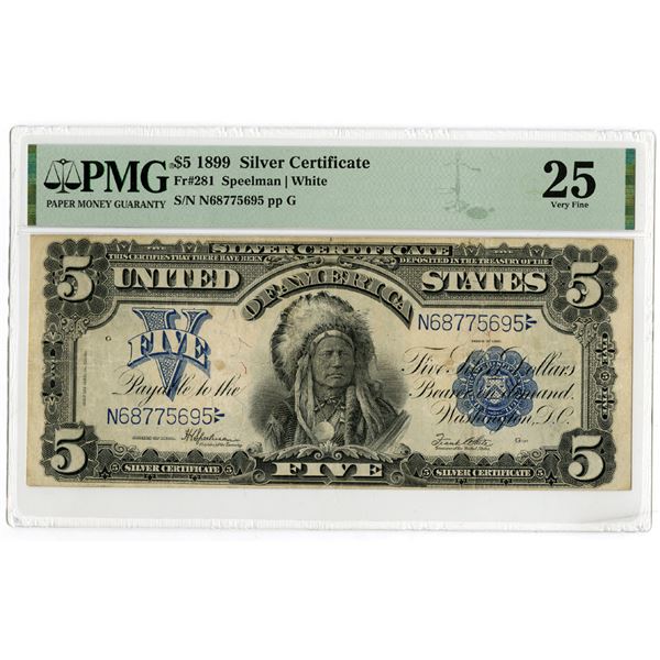 $5, 1899 Silver Certificate, Fr#281, Issue Banknote.