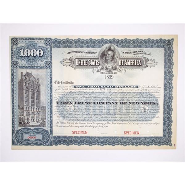 U.S. Department of the Interior - Federal Related Cherokee Nation, 1894 Specimen Bond.