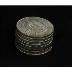 1955-9 Mexico Silver 5 Pesos Unsearched Stack of 8 Mostly BU 3.6 Ounces Silver! (COI-5240)
