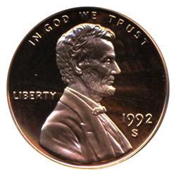 1992S PROOF Lincoln Cent Coin Graded PCGS PR69 DCAM Red (COI-4296)
