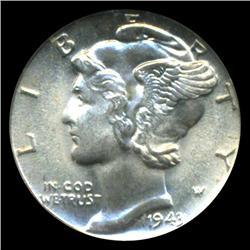 1943D Mercury Dime Graded MS67 FB (COI-4557)