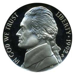 1992S Jefferson Nickel Graded PCGS PR69 DCAM (COI-4583)