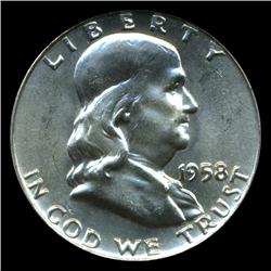 1958D Franklin Half Graded MS65 PCGS with FBL (COI-4823)