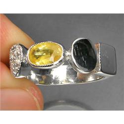 .72ct Oval Cut Yellow Sapphire White gold Vermeil Ring Size 7.5 (JEW-1225)
